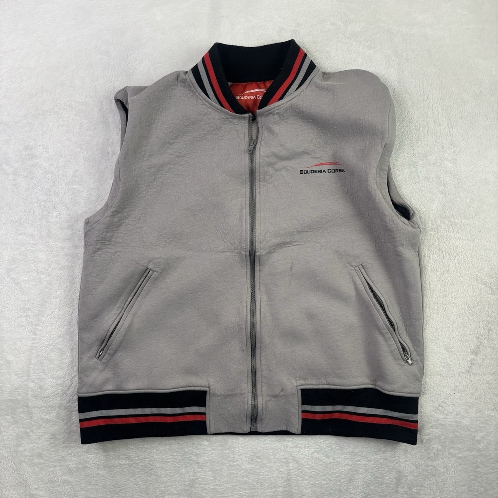 Scuderia Corsa Grey Full Zip Sleeveless Jacket Sweatshirt Men's Large